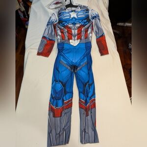 Marvel Captain America Halloween Costume Boys Large Flag Padded Jumpsuit & Mask